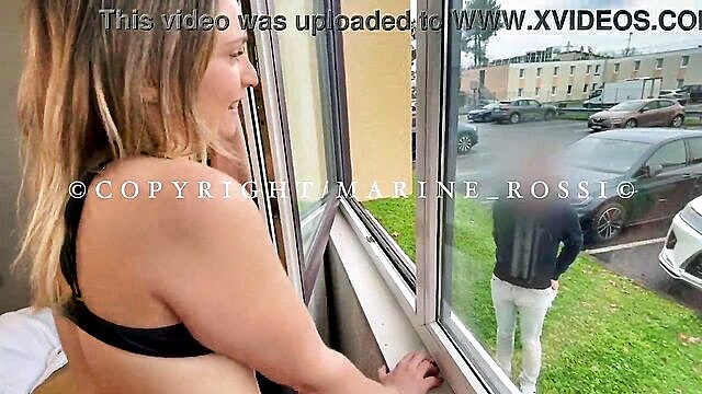 Young couple surprised by the window - xxx clip featuring Marine Rossi from the studio Marine Rossi