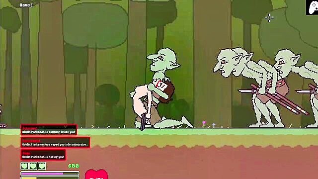 Naked female survivor fights goblins in captivating Stage 3 gameplay | Hentai Game P3 | Porn Video