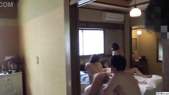 Japanese secretary fingering herself during orgy filming