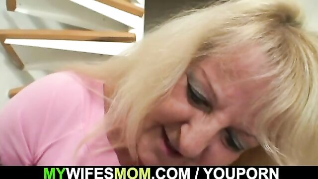 Granny gets down and dirty with her son-in-law\'s massive member